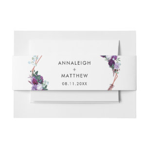 Watercolor Purple Floral Wedding Invitation Belly Band