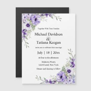 watercolor purple floral wedding invitation magnet