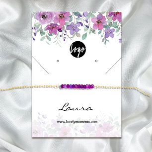 Watercolor Purple Florals earring display Business Card
