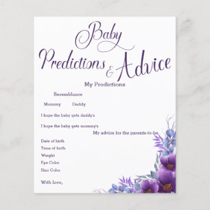 Watercolor Purple Flower Baby Shower Game Flyer