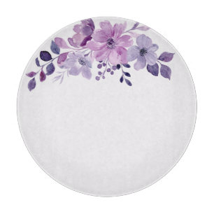 Watercolor purple flower bouquet cutting board