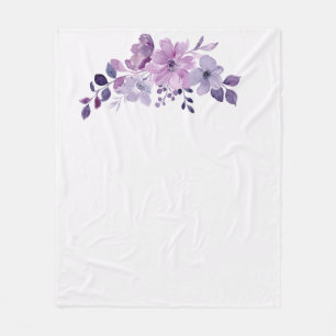 Watercolor purple flower bouquet fleece blanket