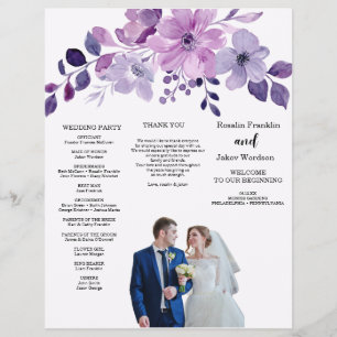 Watercolor purple flower bouquet  flyer