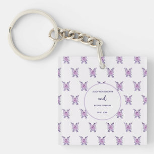Watercolor purple flower bouquet key ring