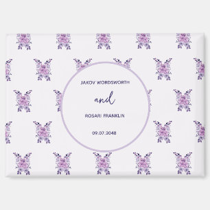 Watercolor purple flower bouquet magnet