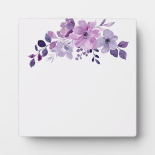 Watercolor purple flower bouquet plaque