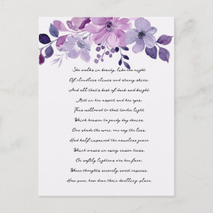 Watercolor purple flower bouquet  postcard