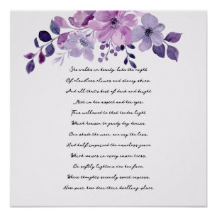 Watercolor purple flower bouquet  poster