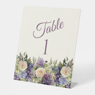 Watercolor Purple Flower Bouquet-Wedding- Pedestal Sign