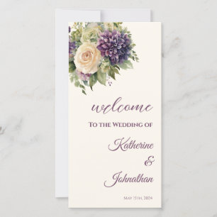Watercolor Purple Flower Bouquet-Wedding Program-