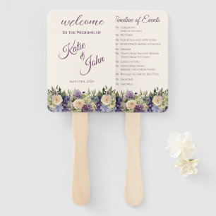Watercolor Purple Flower Bouquet-Wedding Program- Hand Fan