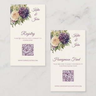 Watercolor Purple Flower Bouquet-Wedding Registry- Business Card
