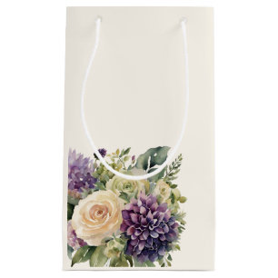 Watercolor Purple Flower Bouquet-Wedding- Small Gift Bag