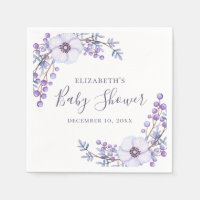 Watercolor purple flower. Lilac floral baby shower