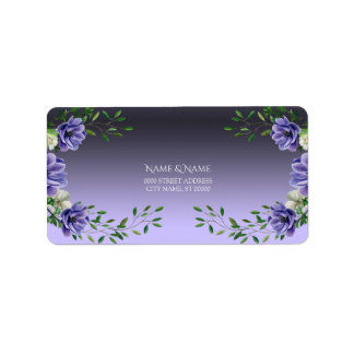 Watercolor Purple Flowers Address Label