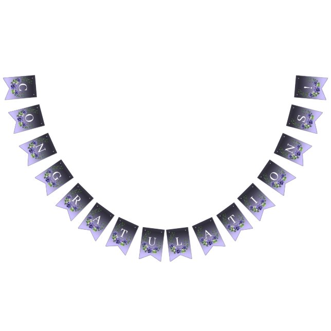 Watercolor Purple Flowers Bunting Flag (All)