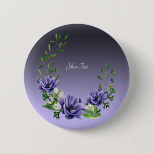 Watercolor Purple Flowers Button