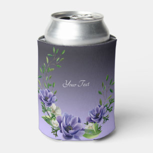 Watercolor Purple Flowers Can Cooler