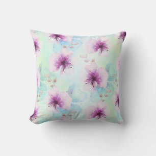 Watercolor Purple Flowers Cushion