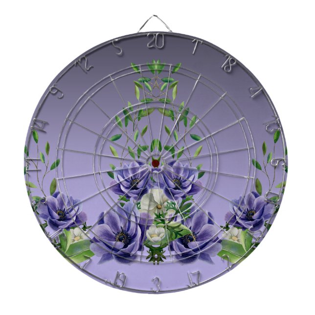 Watercolor Purple Flowers Dartboard (Front)