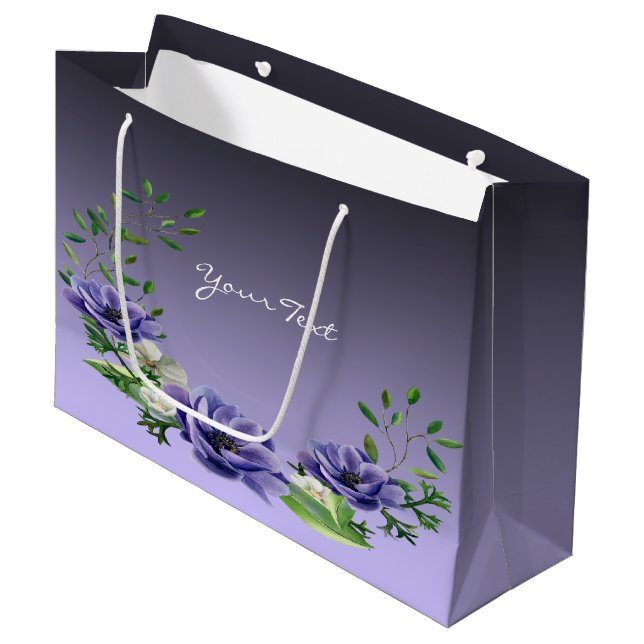 Watercolor Purple Flowers Gift Bag (Front Angled)