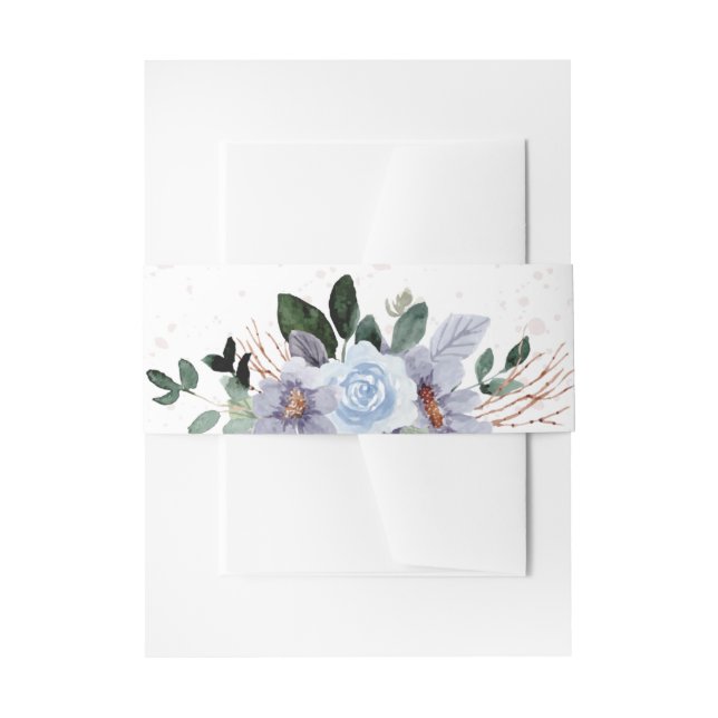 Watercolor Purple Flowers Invitation Belly Band (Front Example)