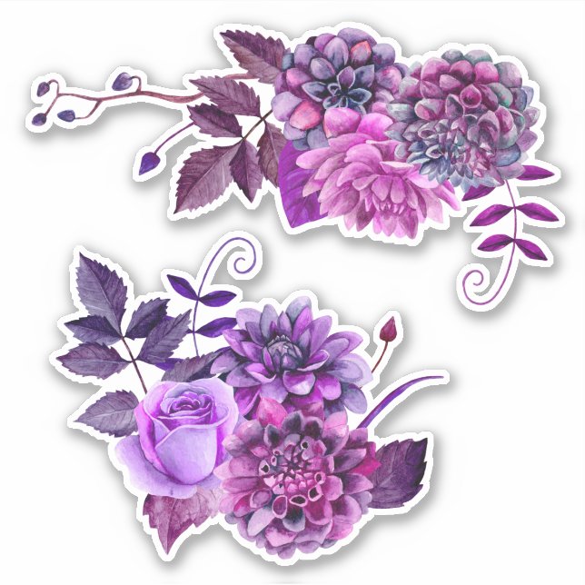 Watercolor purple flowers. Lilac garden floral (Front)