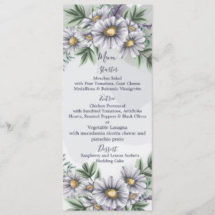 Watercolor Purple Flowers Menu