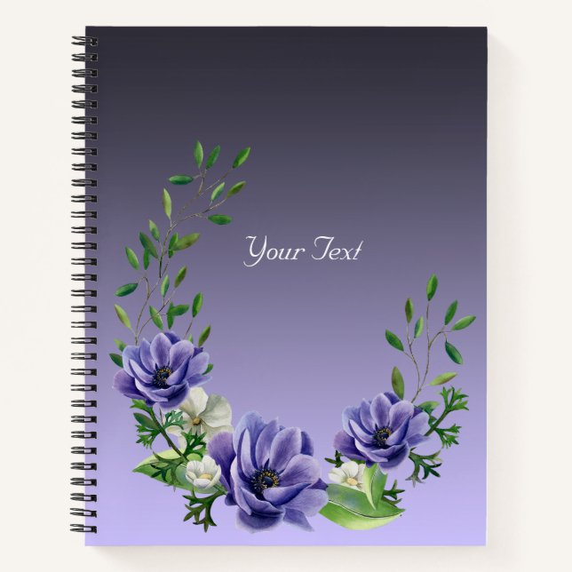 Watercolor Purple Flowers Notebook (Front)
