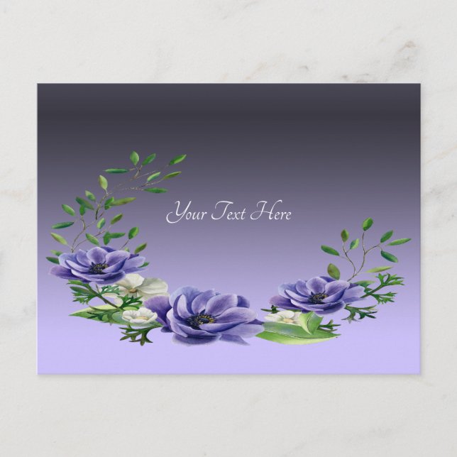 Watercolor Purple Flowers Postcard (Front)
