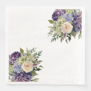 Watercolor Purple Flowers-Wedding- Napkin
