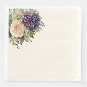 Watercolor Purple Flowers-Wedding- Napkin