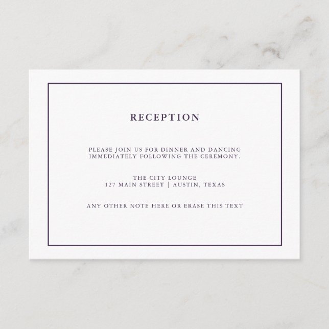 Watercolor Purple Geode | Wedding Reception Enclosure Card (Front)
