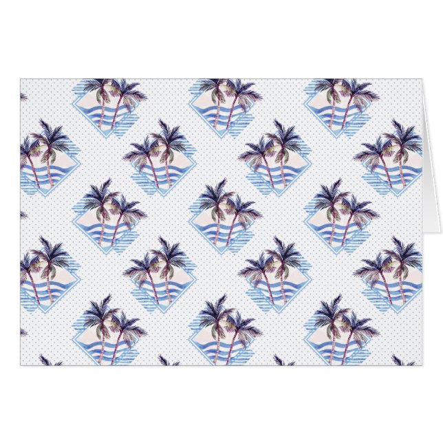Watercolor Purple Geometric Palm Tree Pattern (Front Horizontal)