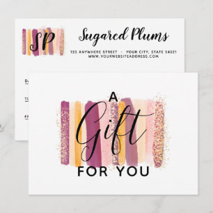 Watercolor Purple & Gold Gift Certificate Card