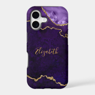 Watercolor Purple Gold Marble Agate Geode