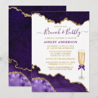 Watercolor Purple Gold Marble Geode Bridal Brunch