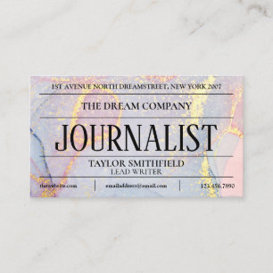 Watercolor Purple Gold Newspaper Vintage Business Card