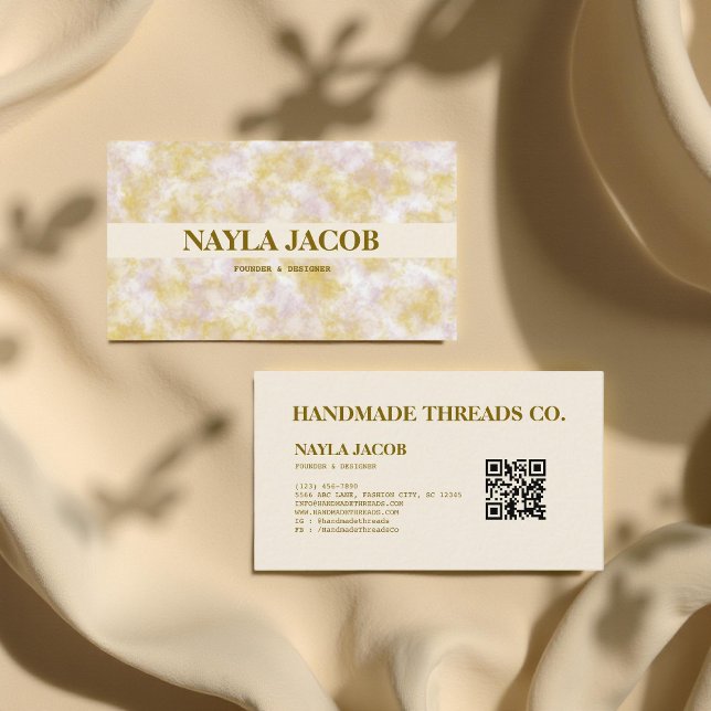 Watercolor Purple & Green Handmade Clothing  Business Card (Creator Uploaded)