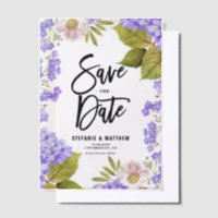 Watercolor Purple Hydrangea Floral Save The Date