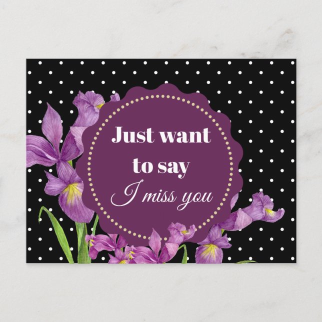 Watercolor Purple Iris Botanical Floral Art Postcard (Front)