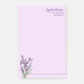 Watercolor Purple Iris Botanical Illustration Post-it Notes