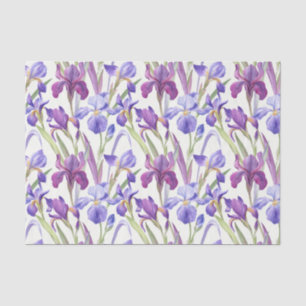 Watercolor Purple Iris Flowers  Tissue Paper