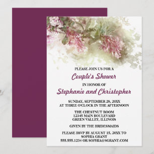 Watercolor Purple Jasmine Wedding Couple's Shower Invitation