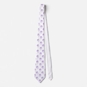 watercolor purple jellyfish beach design tie