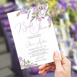 Watercolor Purple Lavender Bridal Shower Invitation