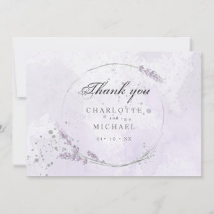 Watercolor purple lavender flowers wedding thank y thank you card