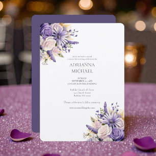 Watercolor Purple Lavender Wedding Invitation