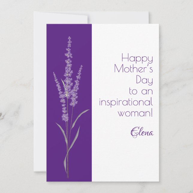 Watercolor purple lavender wish mother day holiday card (Front)