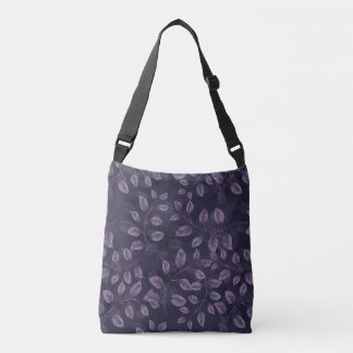 Watercolor Purple Leaves Pattern Crossbody Bag